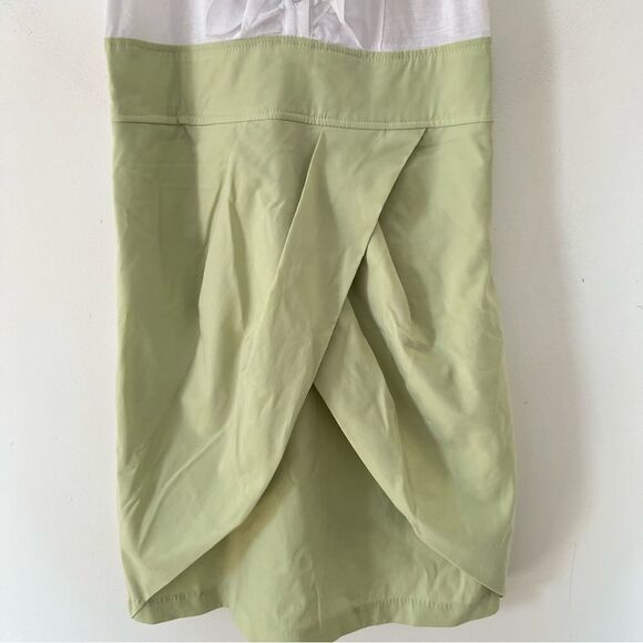 Esley White Ruffled Top Pale Green Botton Sleeveless Two Tone Dress - Picture 8 of 8